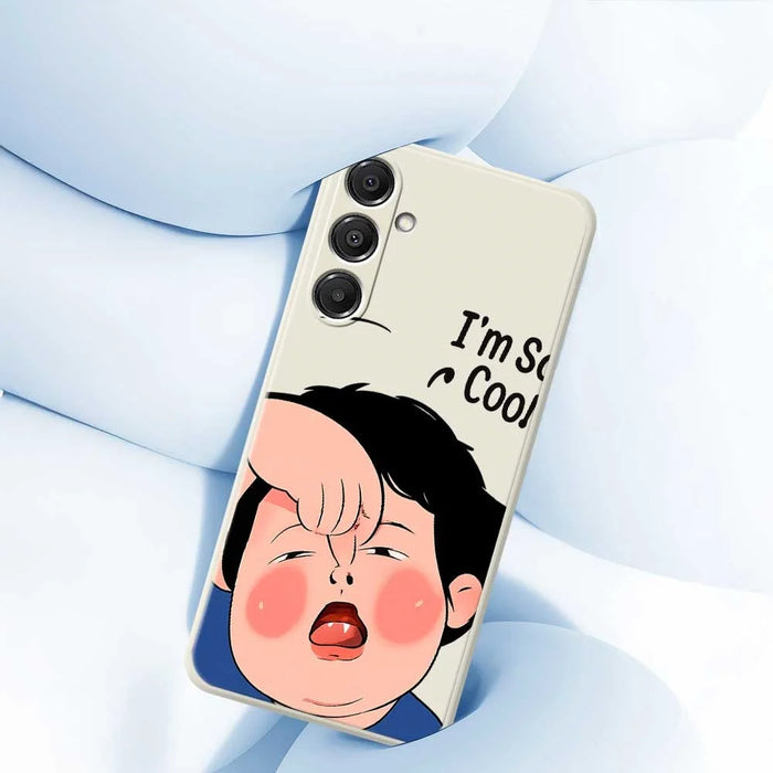 For Samsung Galaxy A16 5G  /  4G Case Make Faces Kid Pattern Printing Straight Edge TPU Phone Back Cover - Beige - 5