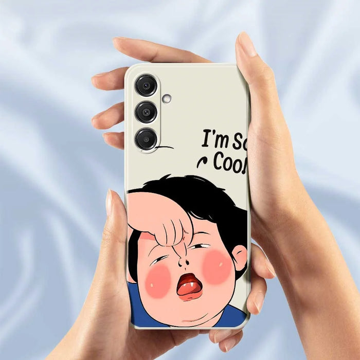For Samsung Galaxy A16 5G  /  4G Case Make Faces Kid Pattern Printing Straight Edge TPU Phone Back Cover - Beige - 6