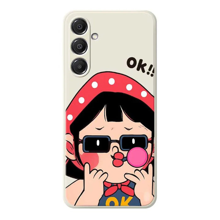 For Samsung Galaxy A16 5G  /  4G Case Cute Kid Pattern Printing Straight Edge TPU Phone Back Cover - Beige - 1