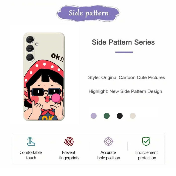 For Samsung Galaxy A16 5G  /  4G Case Cute Kid Pattern Printing Straight Edge TPU Phone Back Cover - Beige - 2