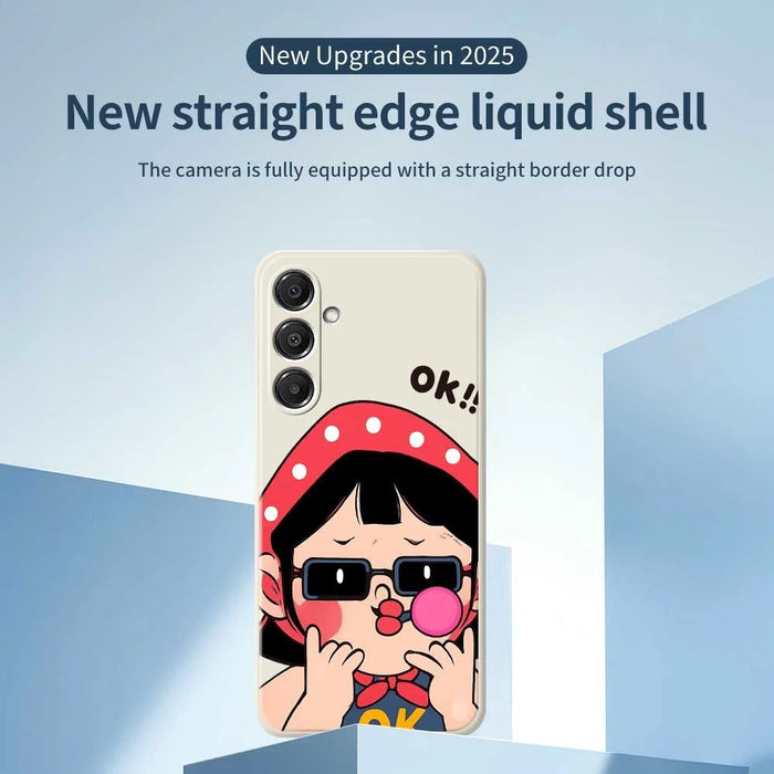 For Samsung Galaxy A16 5G  /  4G Case Cute Kid Pattern Printing Straight Edge TPU Phone Back Cover - Beige - 3