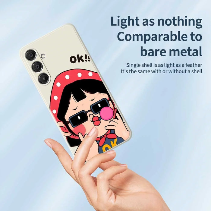 For Samsung Galaxy A16 5G  /  4G Case Cute Kid Pattern Printing Straight Edge TPU Phone Back Cover - Beige - 4