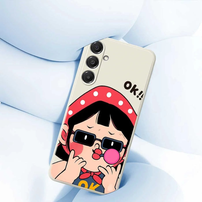 For Samsung Galaxy A16 5G  /  4G Case Cute Kid Pattern Printing Straight Edge TPU Phone Back Cover - Beige - 5