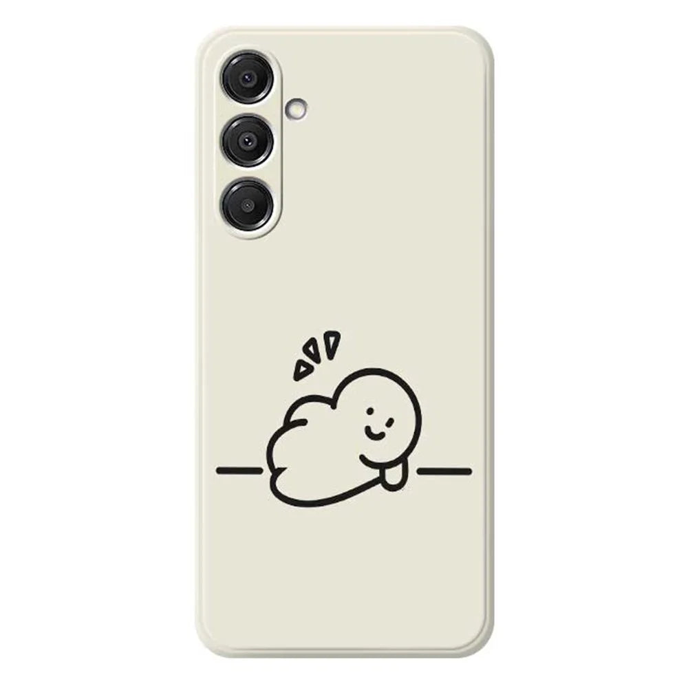 For Samsung Galaxy A16 5G  /  4G Case Stick Figure Pattern Printing Straight Edge TPU Phone Back Cover - Beige - 1