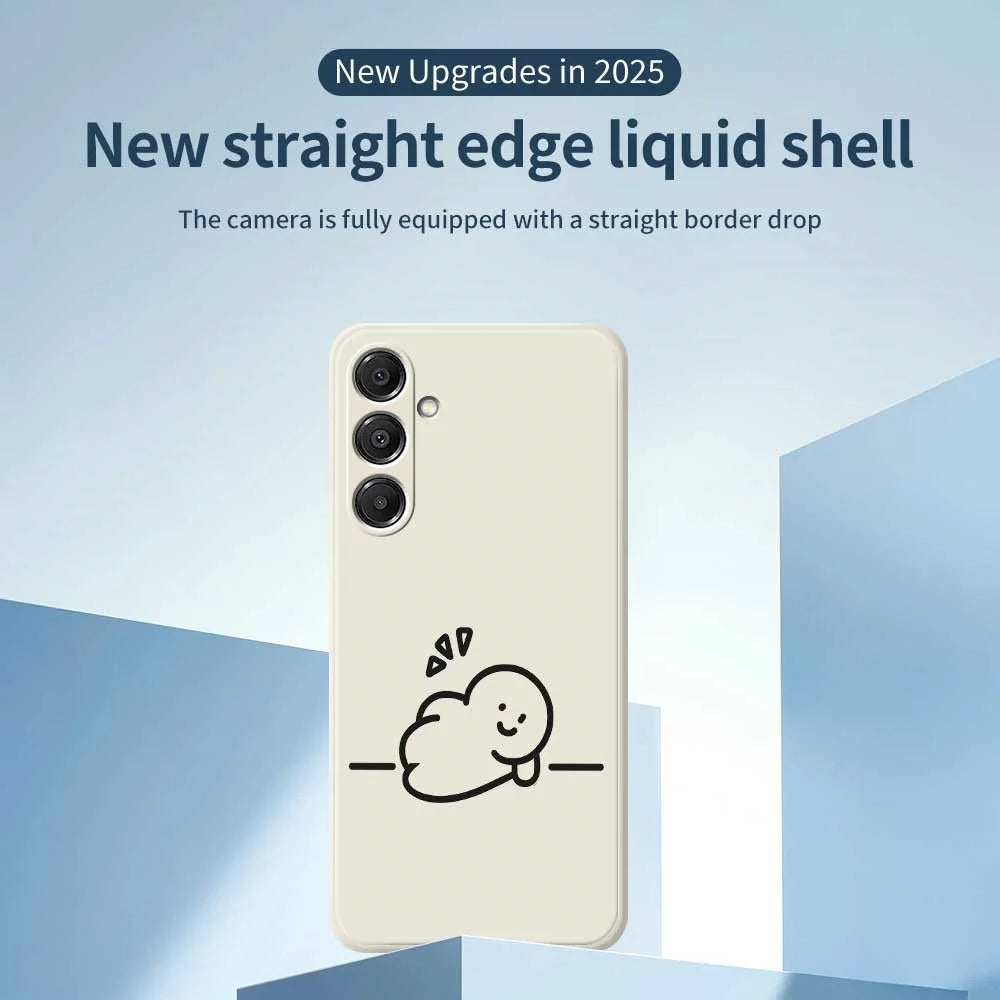 For Samsung Galaxy A16 5G  /  4G Case Stick Figure Pattern Printing Straight Edge TPU Phone Back Cover - Beige - 3