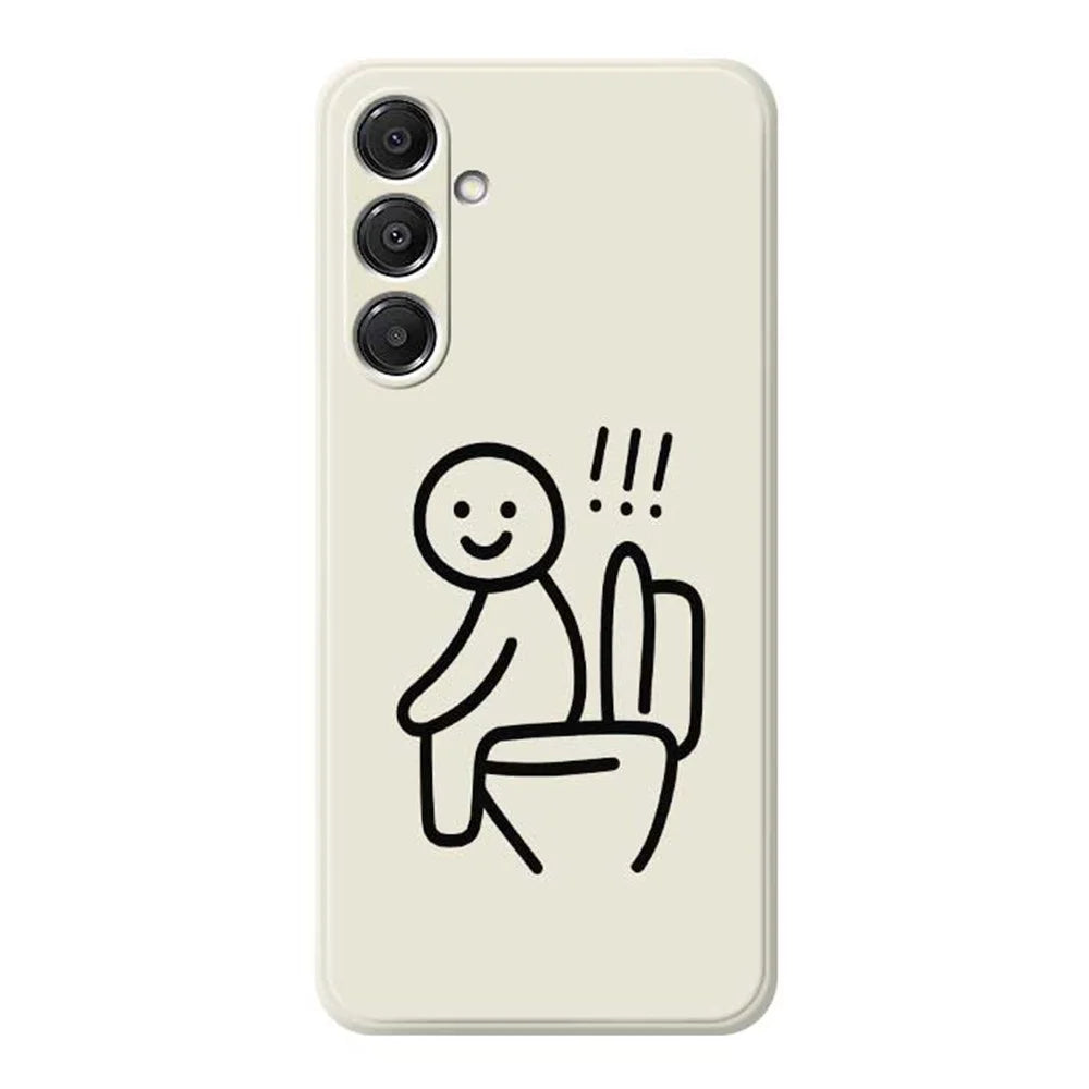 For Samsung Galaxy A16 5G  /  4G Case Stickman Toilet Pattern Printing Straight Edge TPU Phone Back Cover - Beige - 1