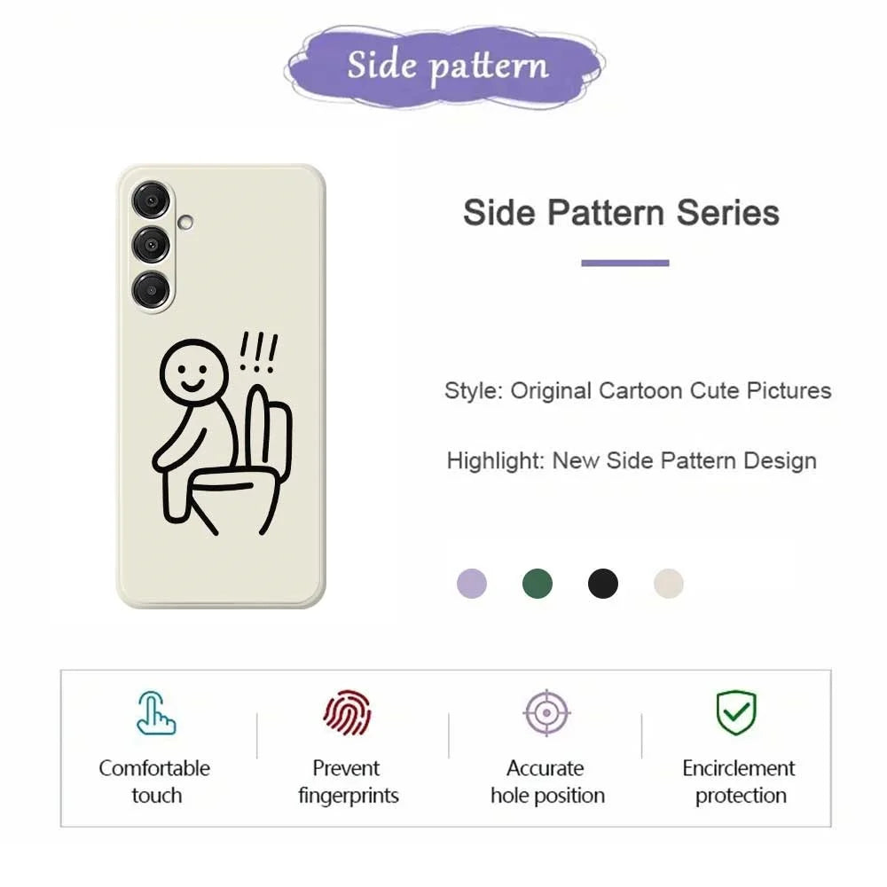 For Samsung Galaxy A16 5G  /  4G Case Stickman Toilet Pattern Printing Straight Edge TPU Phone Back Cover - Beige - 2