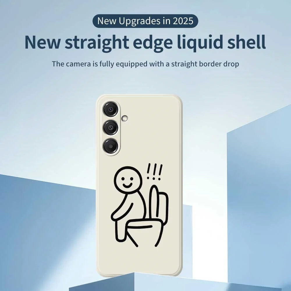 For Samsung Galaxy A16 5G  /  4G Case Stickman Toilet Pattern Printing Straight Edge TPU Phone Back Cover - Beige - 3