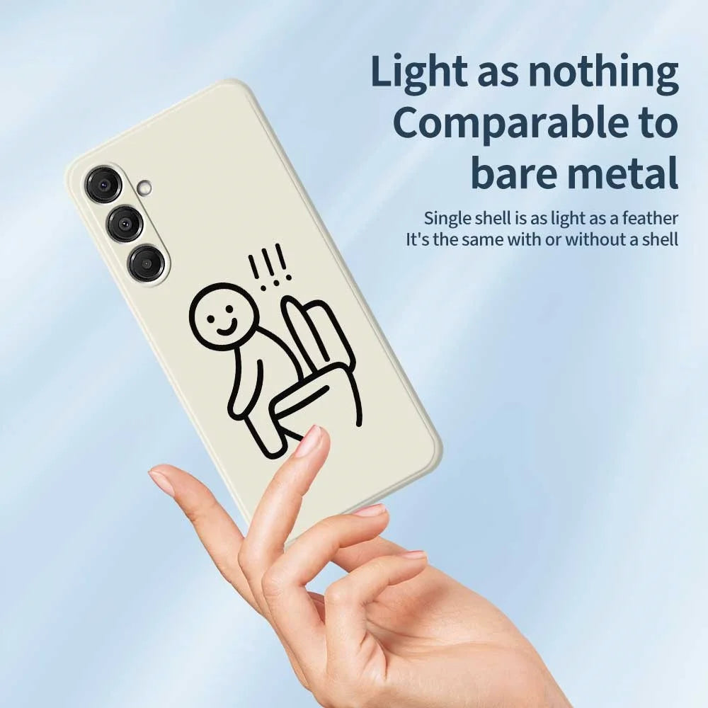 For Samsung Galaxy A16 5G  /  4G Case Stickman Toilet Pattern Printing Straight Edge TPU Phone Back Cover - Beige - 4
