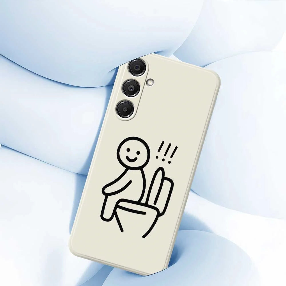 For Samsung Galaxy A16 5G  /  4G Case Stickman Toilet Pattern Printing Straight Edge TPU Phone Back Cover - Beige - 5