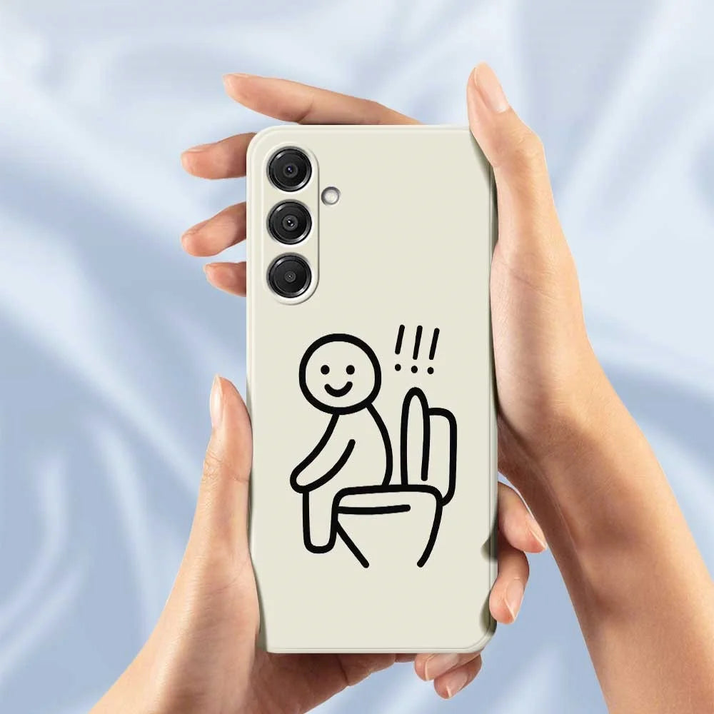 For Samsung Galaxy A16 5G  /  4G Case Stickman Toilet Pattern Printing Straight Edge TPU Phone Back Cover - Beige - 6