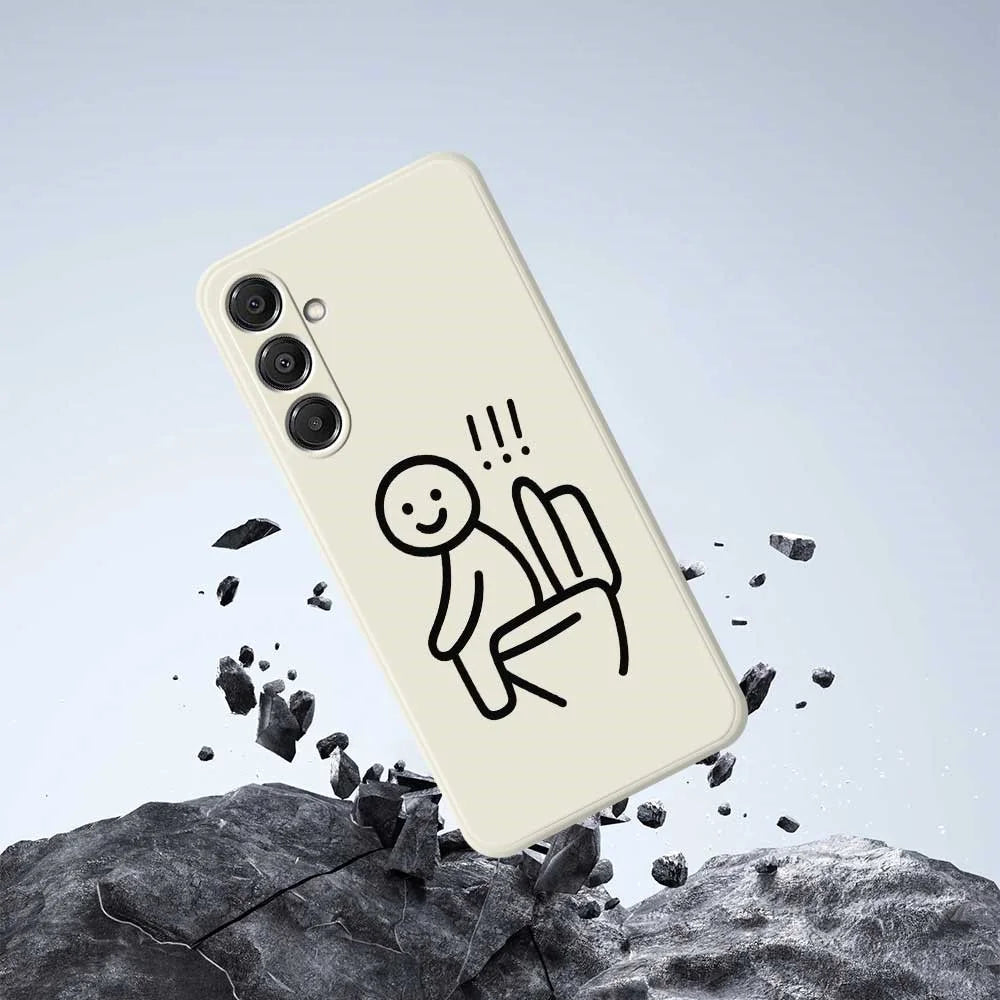For Samsung Galaxy A16 5G  /  4G Case Stickman Toilet Pattern Printing Straight Edge TPU Phone Back Cover - Beige - 7