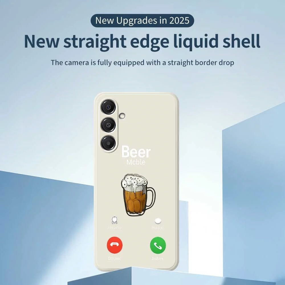 For Samsung Galaxy A16 5G  /  4G Case Beer Pattern Printing Straight Edge TPU Phone Back Cover - Beige - 3