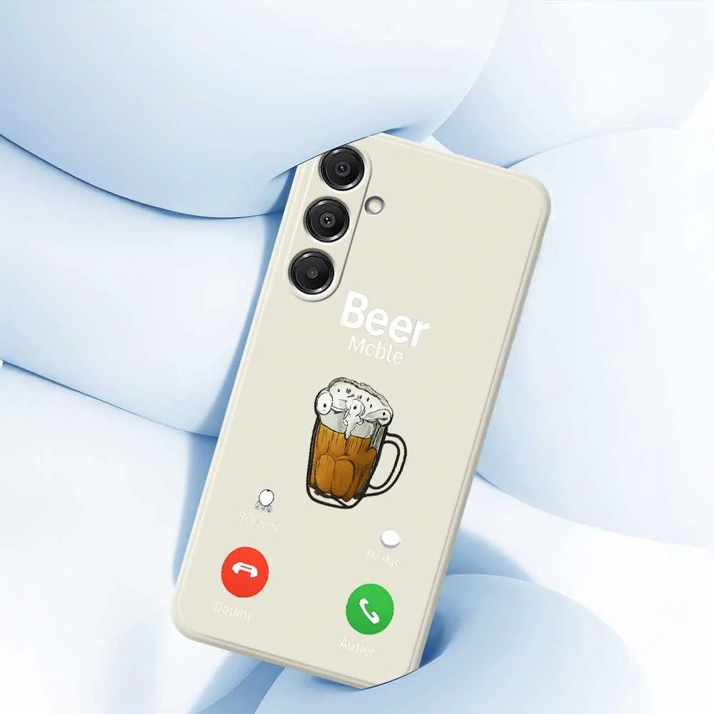 For Samsung Galaxy A16 5G  /  4G Case Beer Pattern Printing Straight Edge TPU Phone Back Cover - Beige - 5