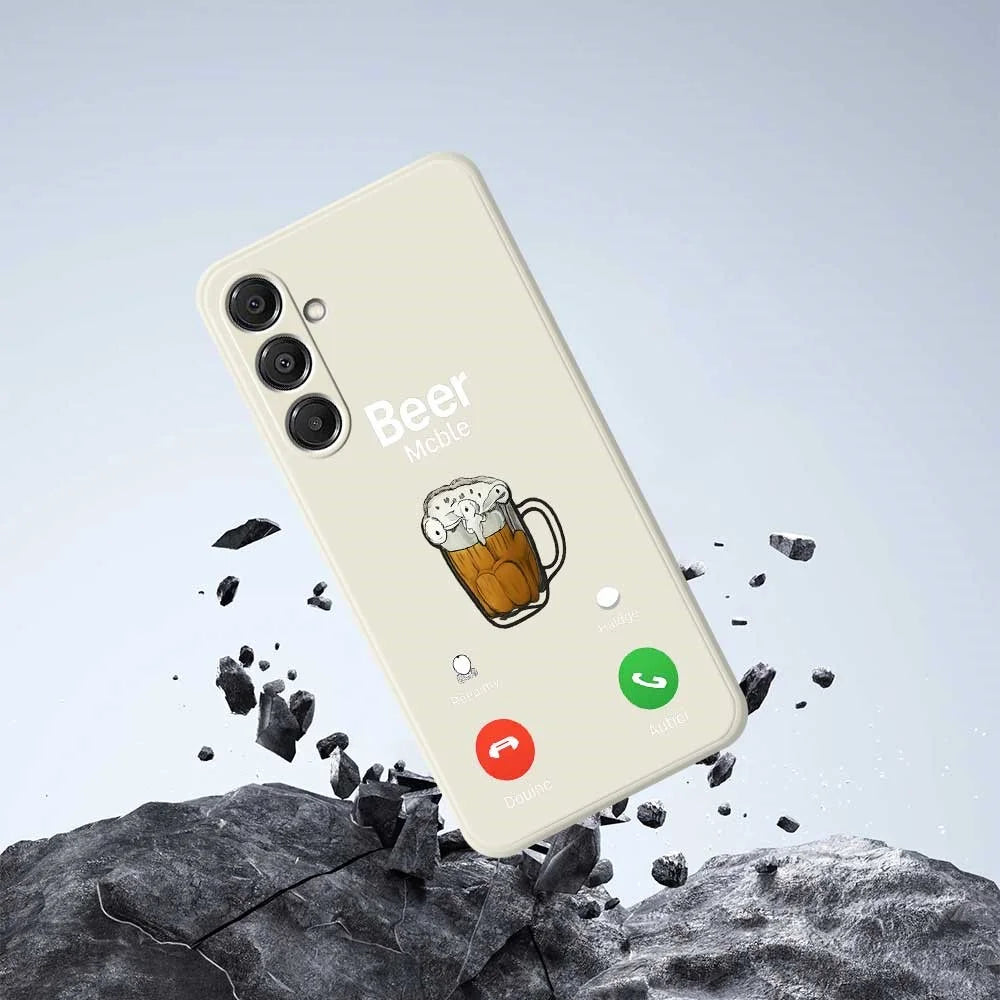 For Samsung Galaxy A16 5G  /  4G Case Beer Pattern Printing Straight Edge TPU Phone Back Cover - Beige - 7