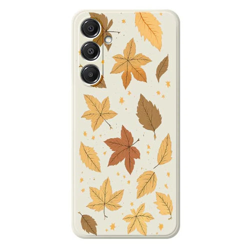 For Samsung Galaxy A16 5G  /  4G Case Maple Leaves Pattern Printing Straight Edge TPU Phone Back Cover - Beige - 1