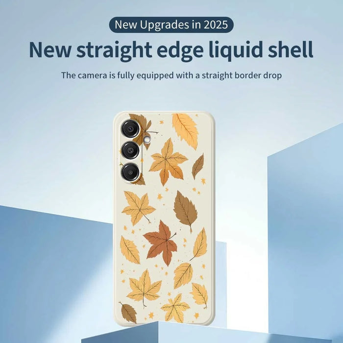 For Samsung Galaxy A16 5G  /  4G Case Maple Leaves Pattern Printing Straight Edge TPU Phone Back Cover - Beige - 3