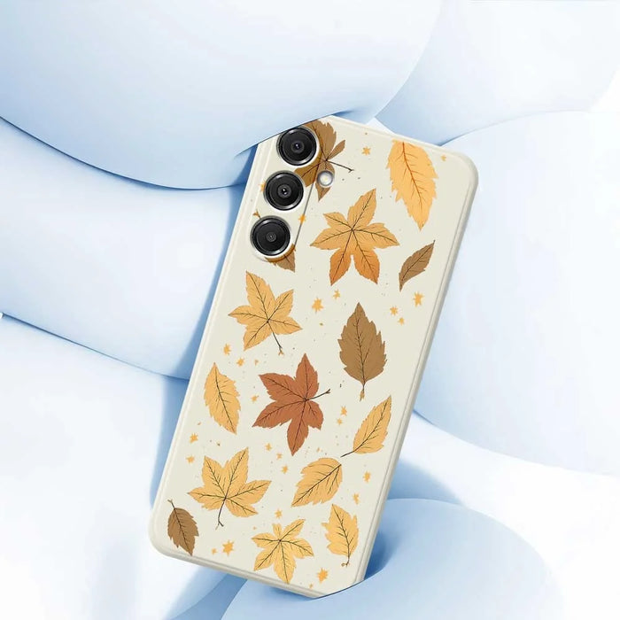 For Samsung Galaxy A16 5G  /  4G Case Maple Leaves Pattern Printing Straight Edge TPU Phone Back Cover - Beige - 5