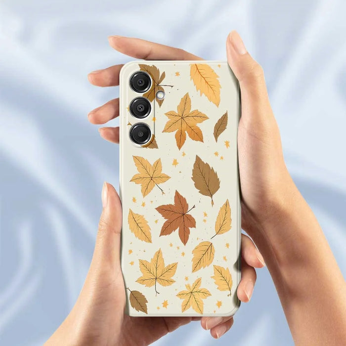 For Samsung Galaxy A16 5G  /  4G Case Maple Leaves Pattern Printing Straight Edge TPU Phone Back Cover - Beige - 6