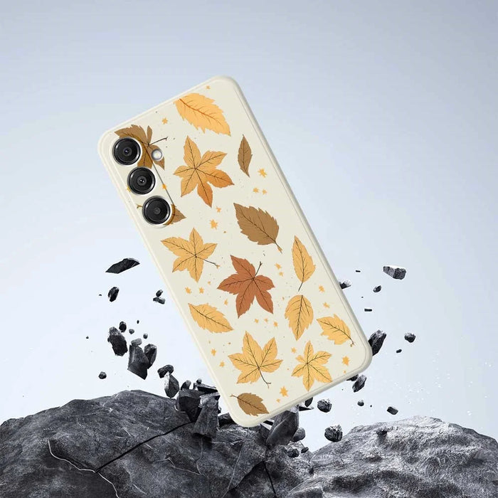 For Samsung Galaxy A16 5G  /  4G Case Maple Leaves Pattern Printing Straight Edge TPU Phone Back Cover - Beige - 7