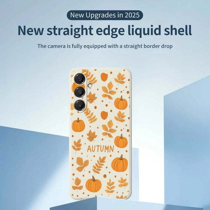 For Samsung Galaxy A16 5G  /  4G Case Autumn Theme Pattern Printing Straight Edge TPU Phone Back Cover - Beige - 3