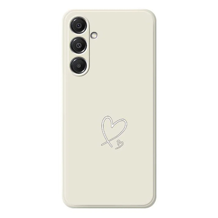 For Samsung Galaxy A16 5G  /  4G Case White Love Pattern Printing Straight Edge TPU Phone Back Cover - Beige - 1