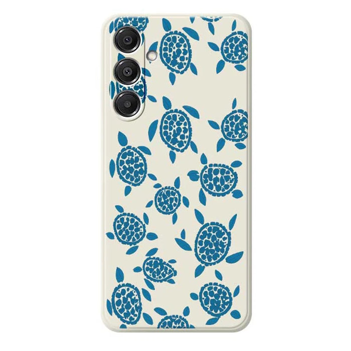 For Samsung Galaxy A16 5G  /  4G Case Blue Turtle Pattern Printing Straight Edge TPU Phone Back Cover - Beige - 1