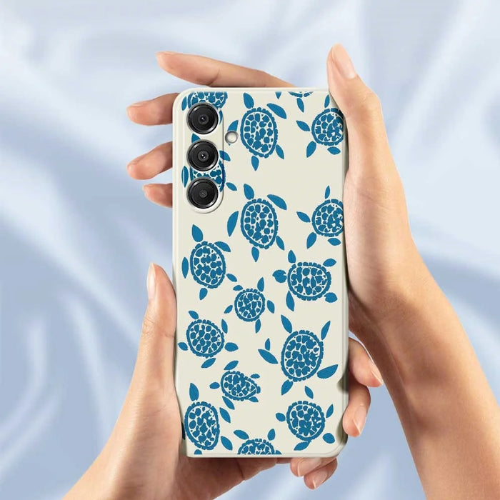 For Samsung Galaxy A16 5G  /  4G Case Blue Turtle Pattern Printing Straight Edge TPU Phone Back Cover - Beige - 6