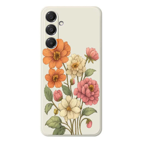 For Samsung Galaxy A16 5G  /  4G Case Beautiful Flowers Pattern Printing Straight Edge TPU Phone Back Cover - Beige - 1