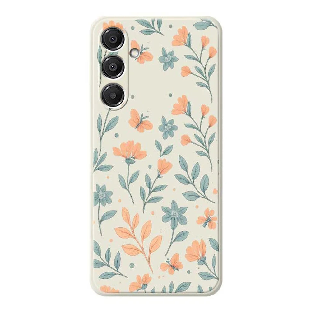 For Samsung Galaxy A16 5G  /  4G Case Yellow Flowers Pattern Printing Straight Edge TPU Phone Back Cover - Beige - 1