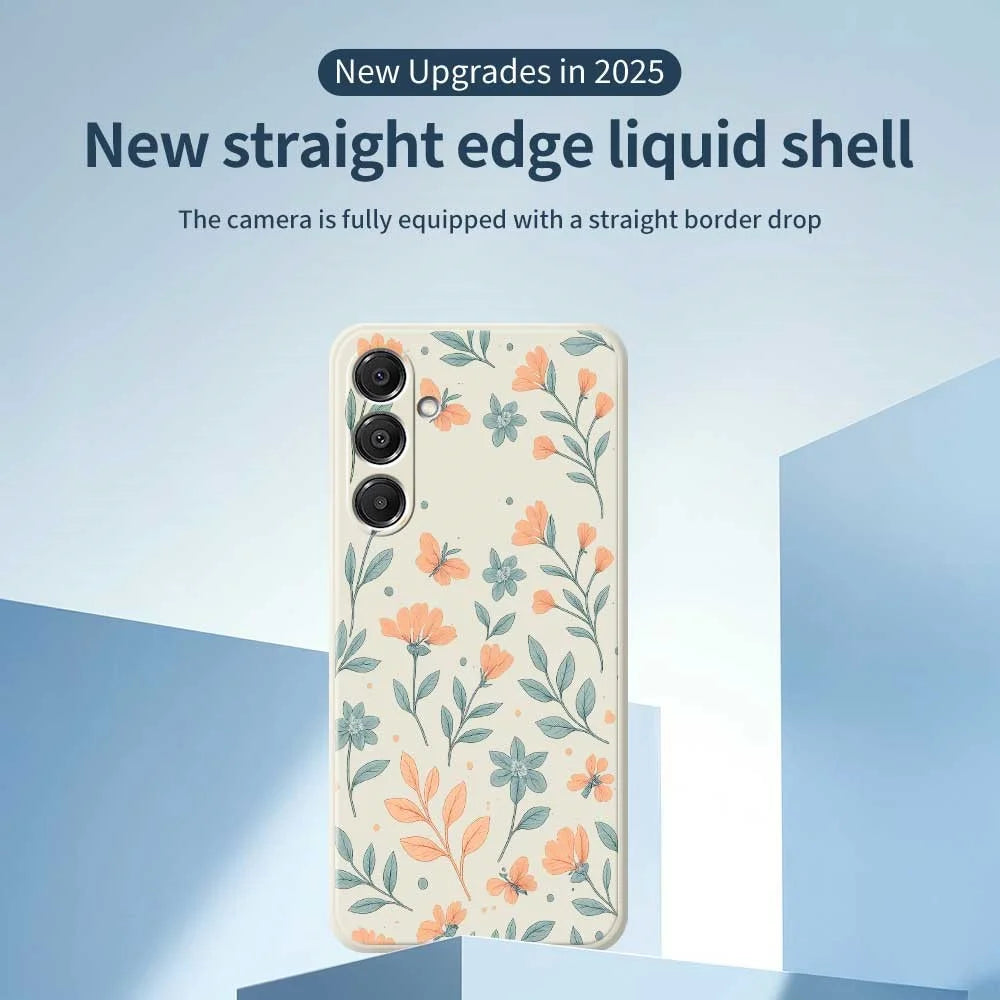 For Samsung Galaxy A16 5G  /  4G Case Yellow Flowers Pattern Printing Straight Edge TPU Phone Back Cover - Beige - 3
