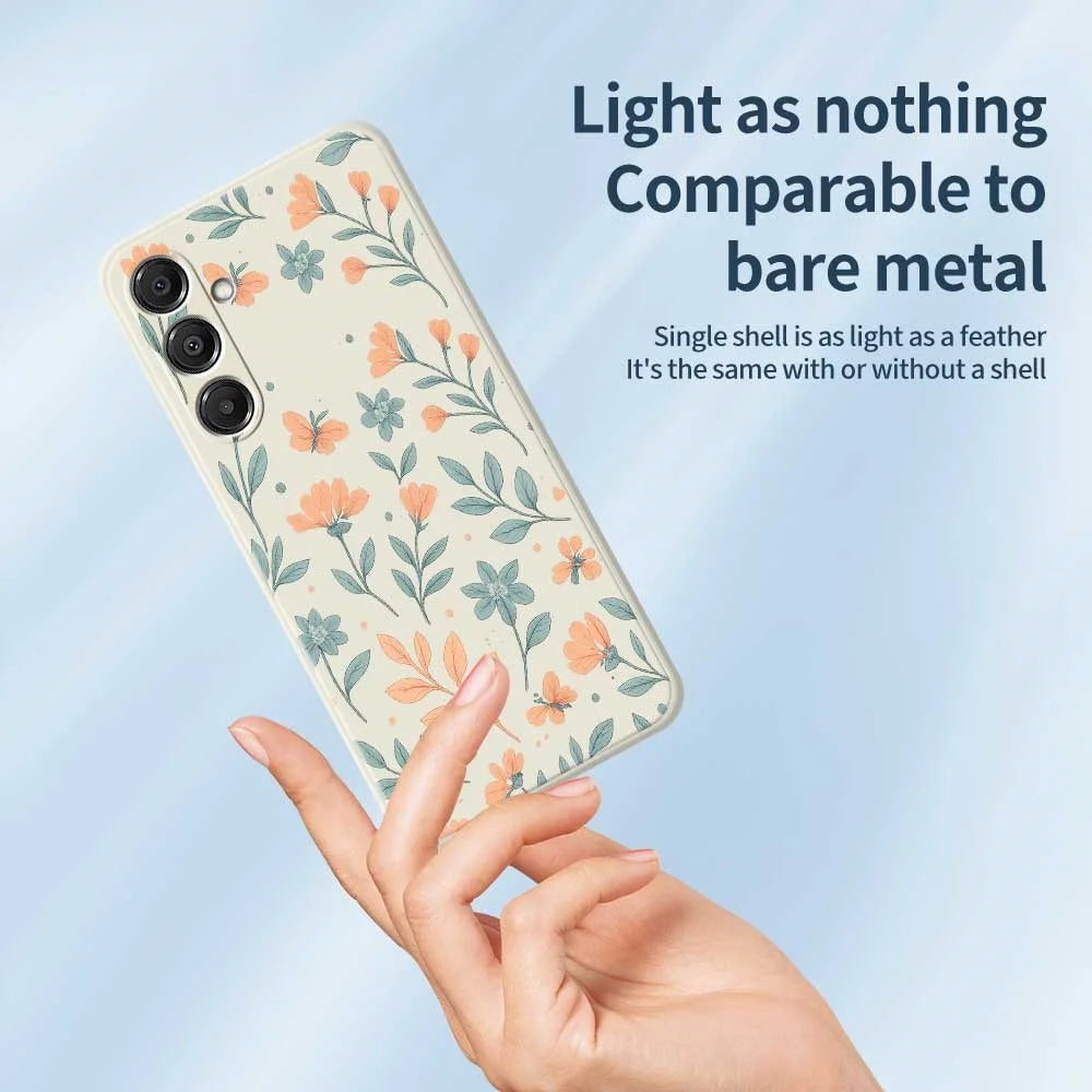 For Samsung Galaxy A16 5G  /  4G Case Yellow Flowers Pattern Printing Straight Edge TPU Phone Back Cover - Beige - 4