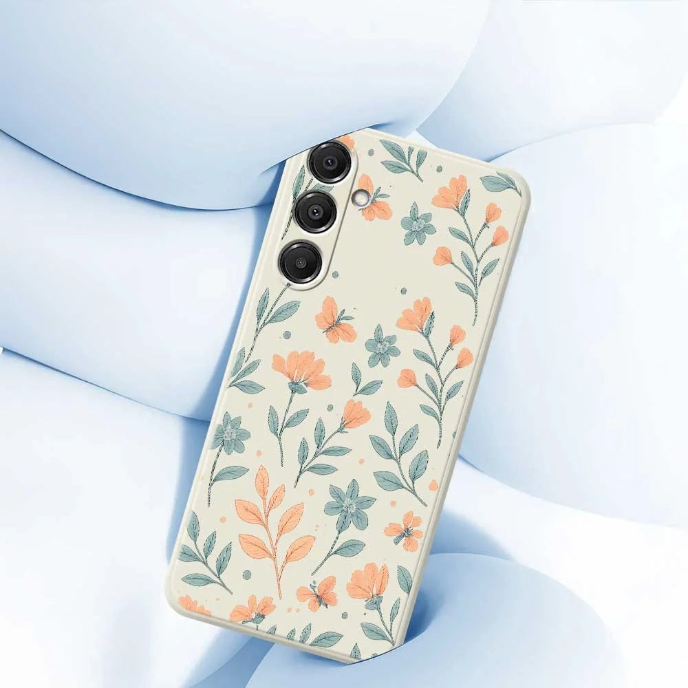 For Samsung Galaxy A16 5G  /  4G Case Yellow Flowers Pattern Printing Straight Edge TPU Phone Back Cover - Beige - 5