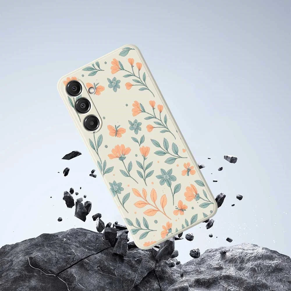 For Samsung Galaxy A16 5G  /  4G Case Yellow Flowers Pattern Printing Straight Edge TPU Phone Back Cover - Beige - 7