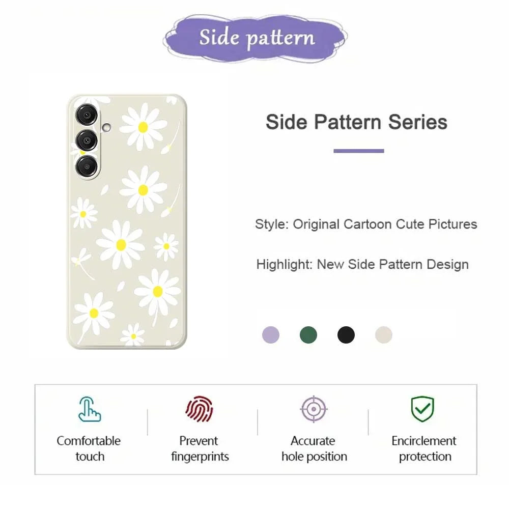 For Samsung Galaxy A16 5G  /  4G Case White Daisy Pattern Printing Straight Edge TPU Phone Back Cover - Beige - 2