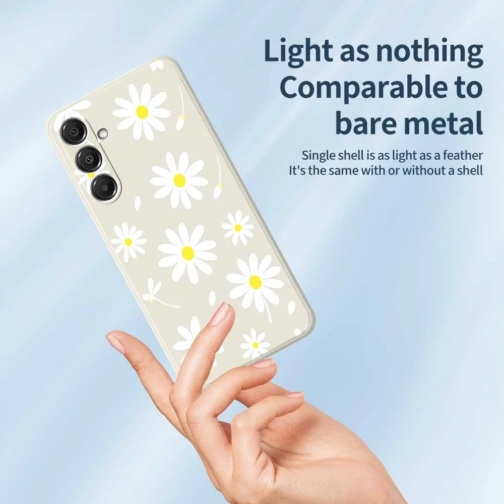 For Samsung Galaxy A16 5G  /  4G Case White Daisy Pattern Printing Straight Edge TPU Phone Back Cover - Beige - 4