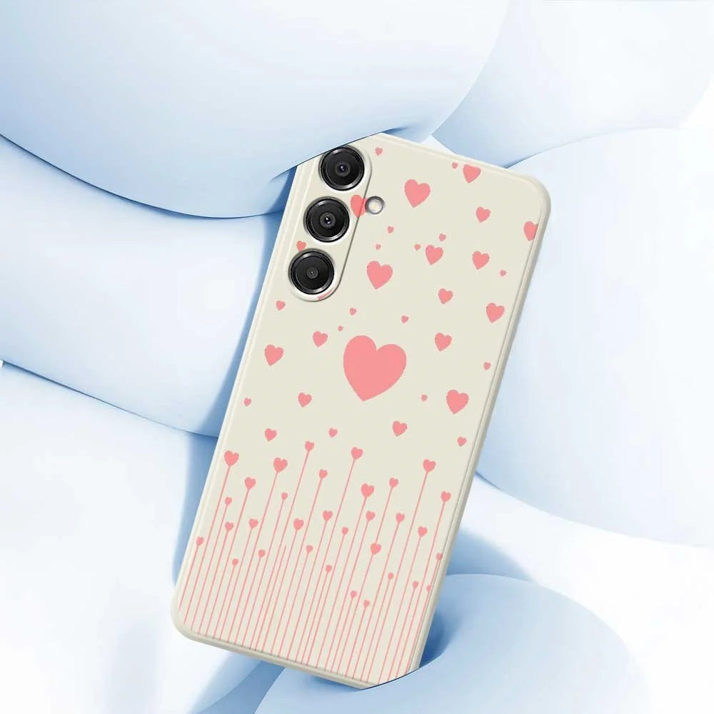 For Samsung Galaxy A16 5G  /  4G Case Pink Love Pattern Printing Straight Edge TPU Phone Back Cover - Beige - 5