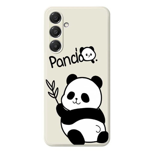 For Samsung Galaxy A16 5G  /  4G Case Panda Pattern Printing Straight Edge TPU Phone Back Cover - Beige - 1