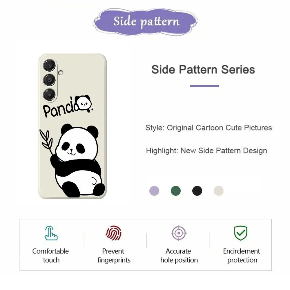 For Samsung Galaxy A16 5G  /  4G Case Panda Pattern Printing Straight Edge TPU Phone Back Cover - Beige - 2