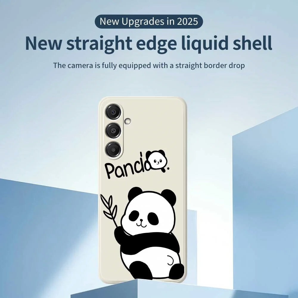 For Samsung Galaxy A16 5G  /  4G Case Panda Pattern Printing Straight Edge TPU Phone Back Cover - Beige - 3