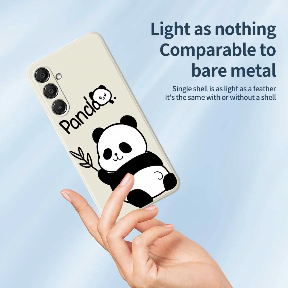 For Samsung Galaxy A16 5G  /  4G Case Panda Pattern Printing Straight Edge TPU Phone Back Cover - Beige - 4