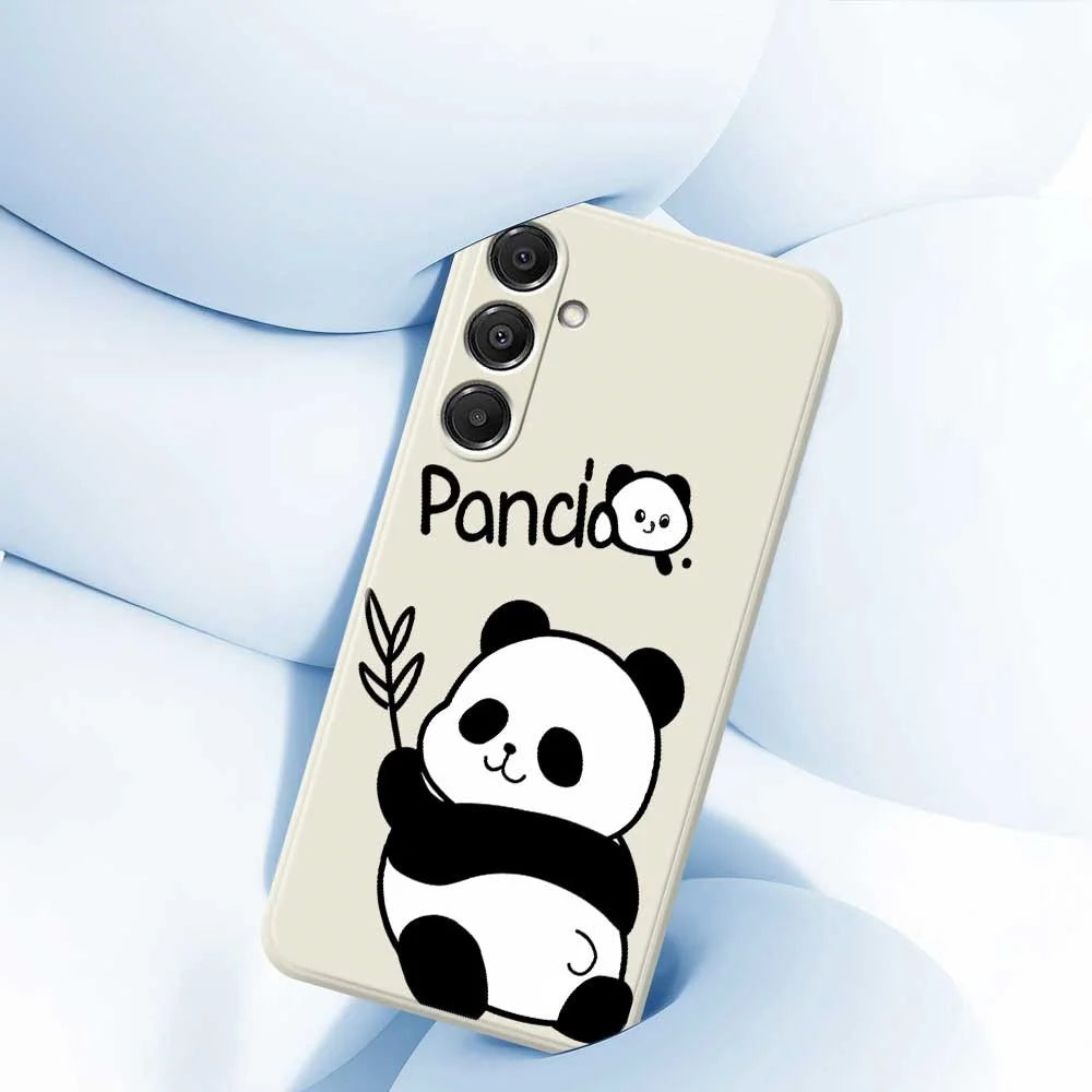 For Samsung Galaxy A16 5G  /  4G Case Panda Pattern Printing Straight Edge TPU Phone Back Cover - Beige - 5