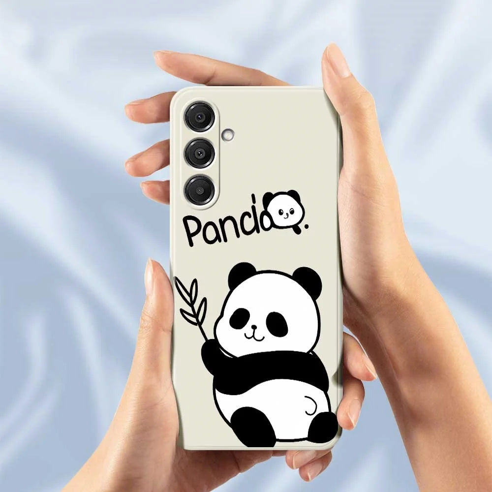 For Samsung Galaxy A16 5G  /  4G Case Panda Pattern Printing Straight Edge TPU Phone Back Cover - Beige - 6