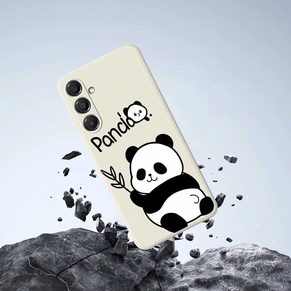For Samsung Galaxy A16 5G  /  4G Case Panda Pattern Printing Straight Edge TPU Phone Back Cover - Beige - 7