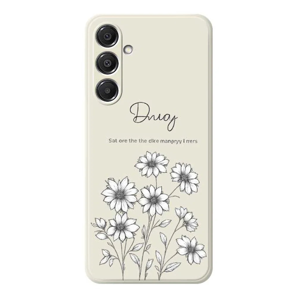 For Samsung Galaxy A16 5G  /  4G Case Sketch Flowers Pattern Printing Straight Edge TPU Phone Back Cover - Beige - 1