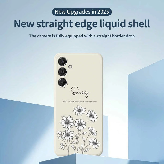For Samsung Galaxy A16 5G  /  4G Case Sketch Flowers Pattern Printing Straight Edge TPU Phone Back Cover - Beige - 3