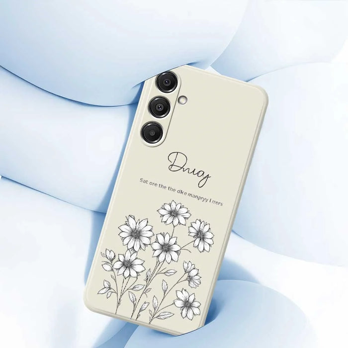 For Samsung Galaxy A16 5G  /  4G Case Sketch Flowers Pattern Printing Straight Edge TPU Phone Back Cover - Beige - 5