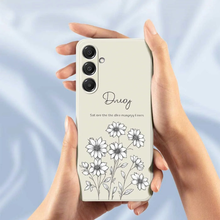 For Samsung Galaxy A16 5G  /  4G Case Sketch Flowers Pattern Printing Straight Edge TPU Phone Back Cover - Beige - 6