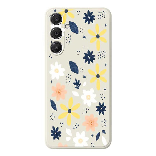 For Samsung Galaxy A16 5G  /  4G Case Colorful Floral Blue Leaves Pattern Printing Straight Edge TPU Phone Back Cover - Beige - 1