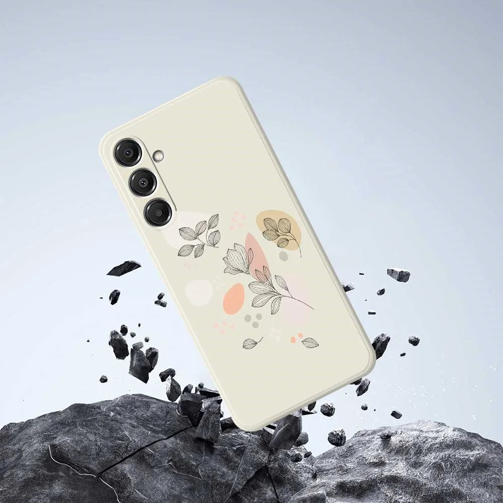 For Samsung Galaxy A16 5G  /  4G Case Sketch Leaves Pattern Printing Straight Edge TPU Phone Back Cover - Green - 5